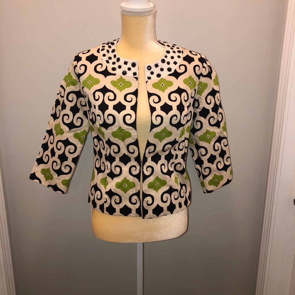 Patterned embellished women’s retro look blazer